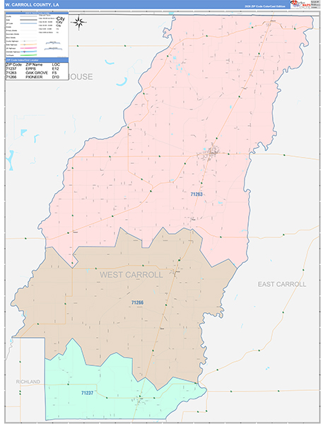 W. Carroll Parish (County), LA Wall Map